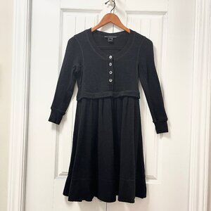 Marc by Marc Jacobs 100% Wool Waffle Babydoll Button Dress Black – XS